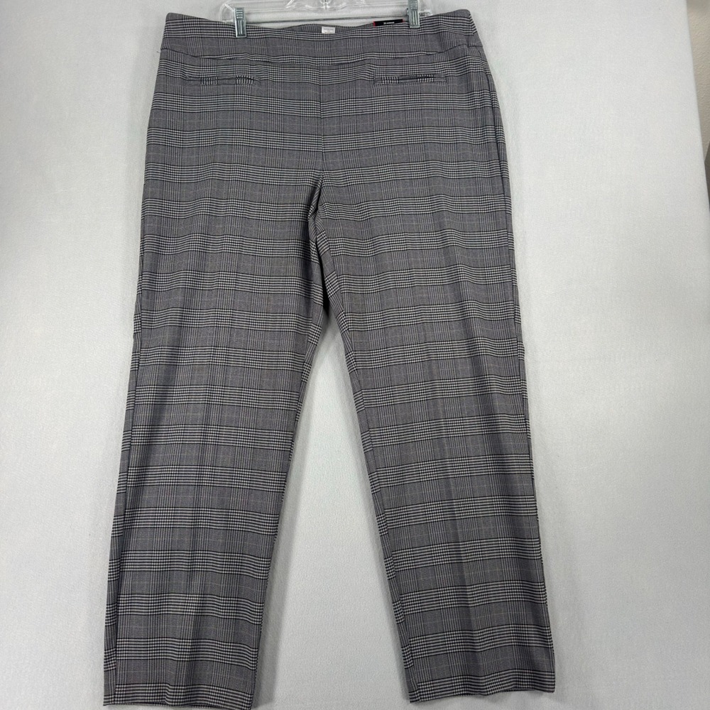 Avenue Womens Plus Size 20 Average Pull On Glen Plaid Dress Pants Grey Black